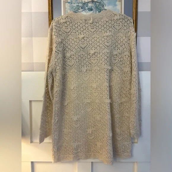 Zara Cream Lace Knit Top Size Small - Picture 9 of 9